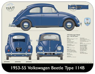 VW Beetle Type 114B 1953-55 Place Mat, Medium